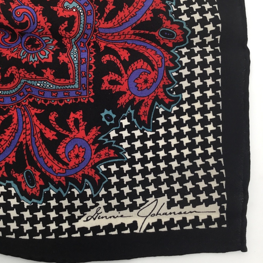 Ginnie Johansen Silk Scarf Houndstooth Vibrant Colorful Beautiful